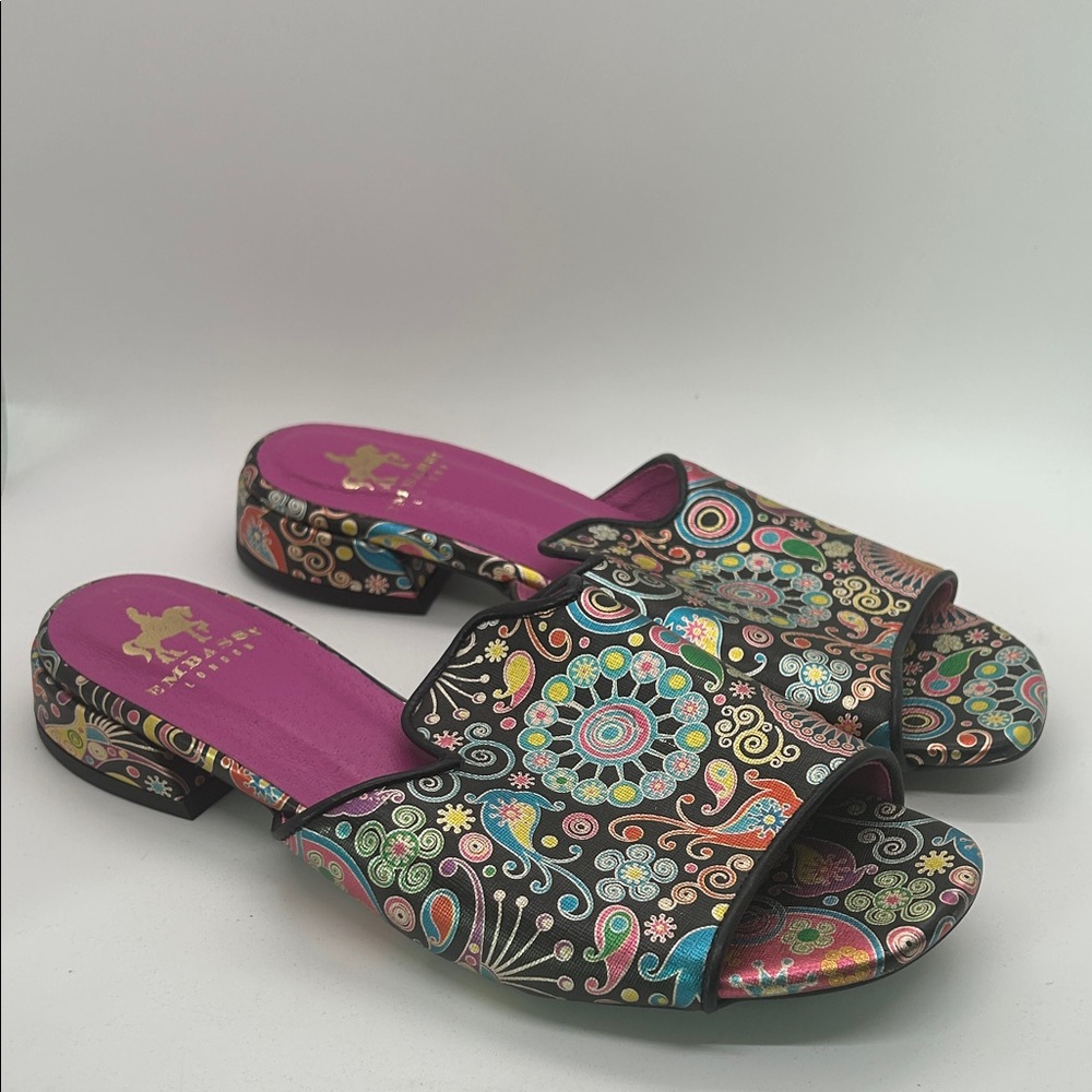 Embassy London Vivid Jewel Toned Mules Slides Sandals Shoes **Size 30/US 8**🌸🌸